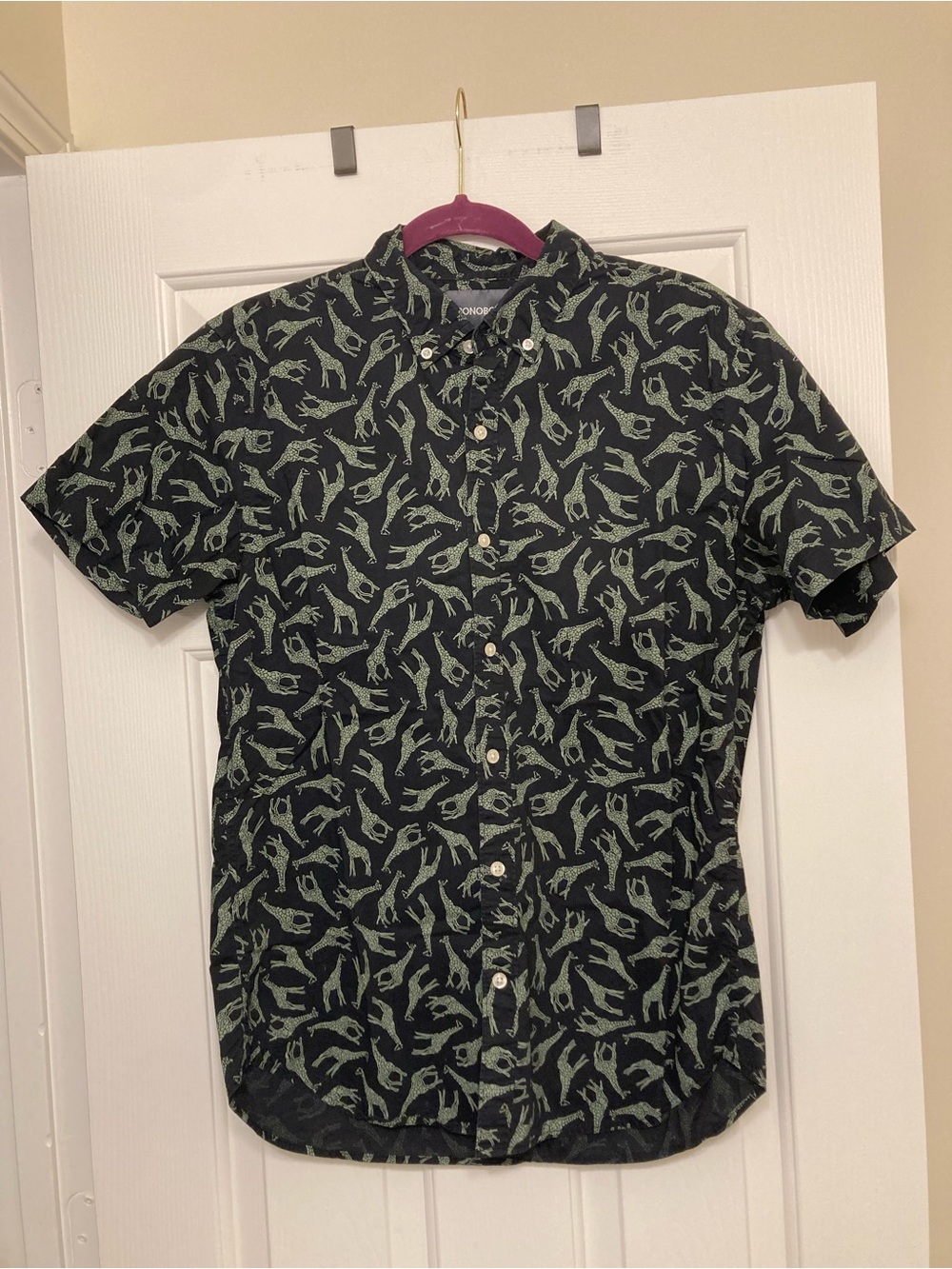 Bonobos Riviera Short Sleeve Button Down Medium Slim Fit Giraffe Animal Print